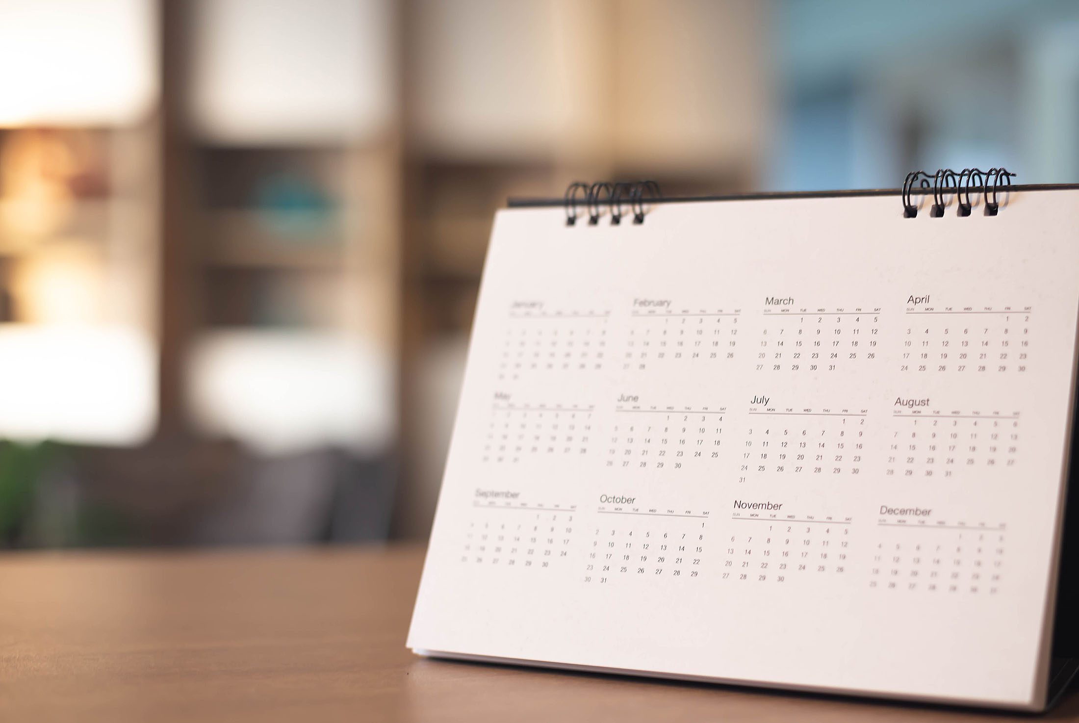 Calendar on desk